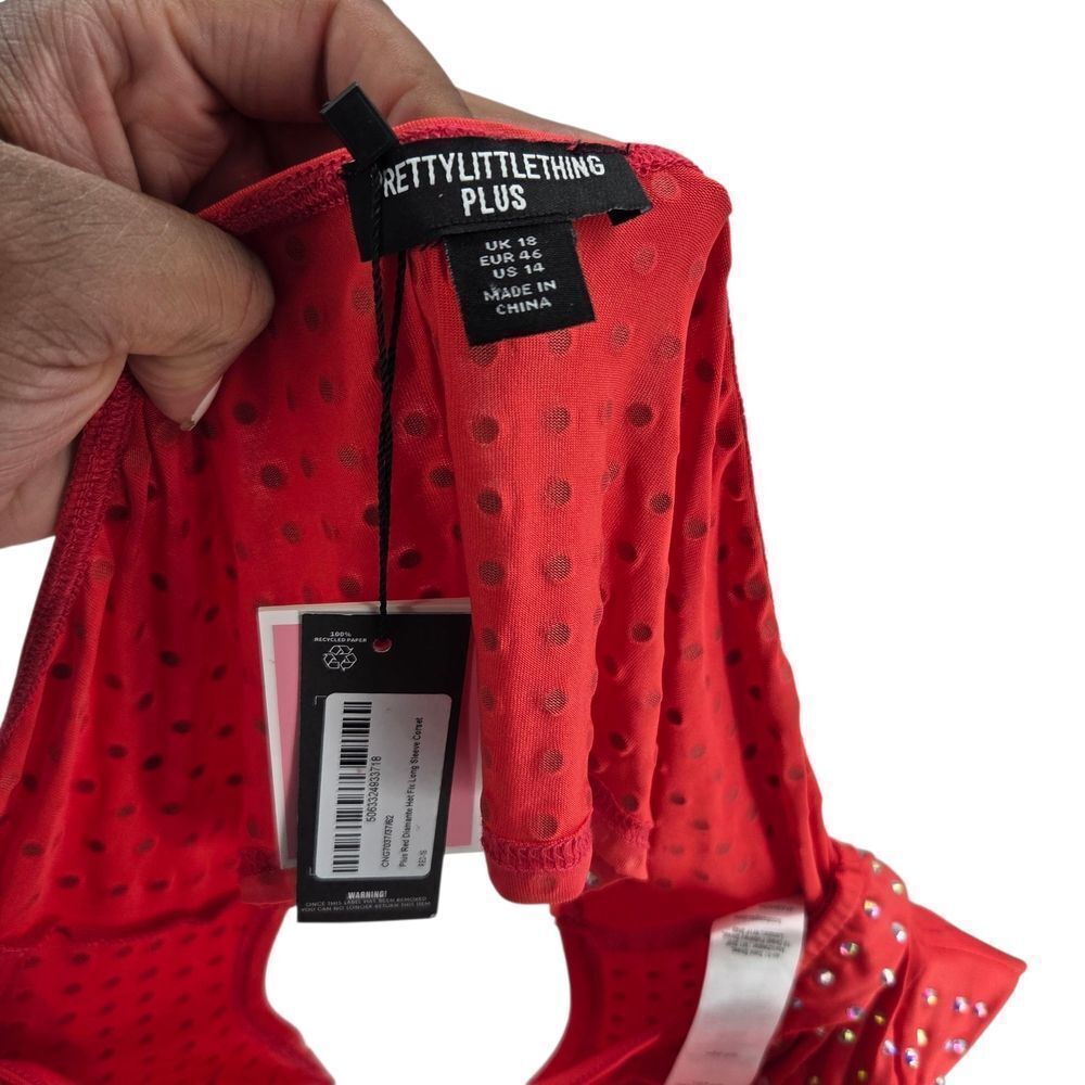 NTW PrettyLittleThing Red Rhinestone Blouse - Picture 5 of 5
